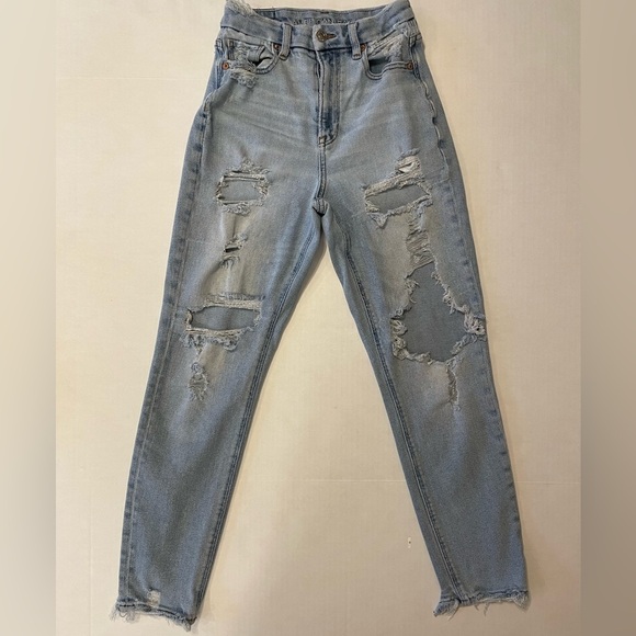 American Eagle Stretch  Distressed Denim Jeans Size 0 - Picture 1 of 6